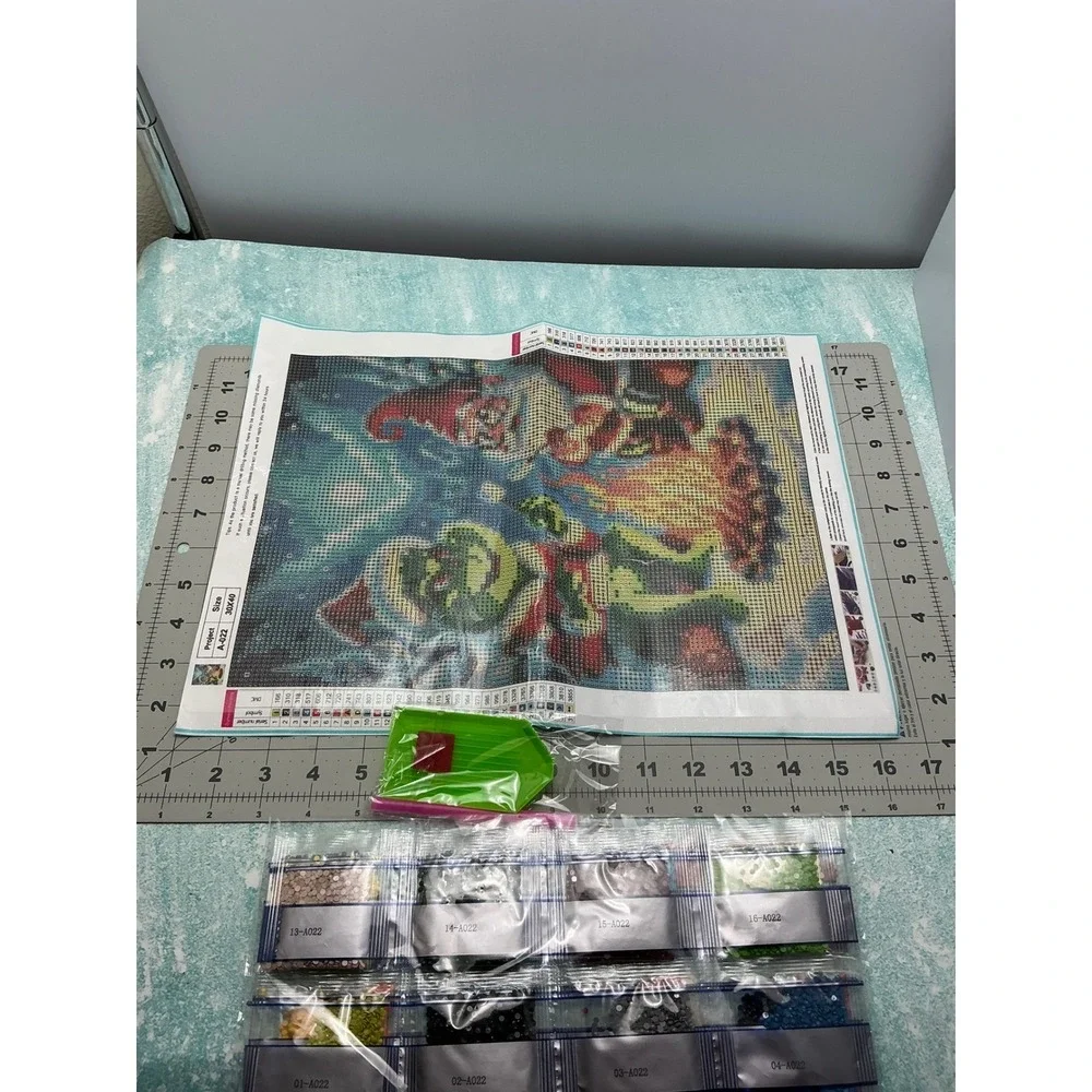 DIY‎ Diamond Painting Kit Grinch Santa Claus Fire Square Rhinestone Embroidery